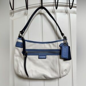 Coach Daisy Spectacular Off-White and Blue Shoulder Bag with Crossbody Strap